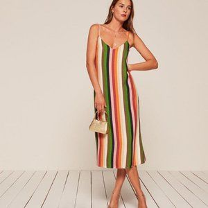 Reformation Jaxon Dress Rainbow Stripe 0